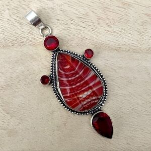 💕Red Botswanna Garnet Agate 925